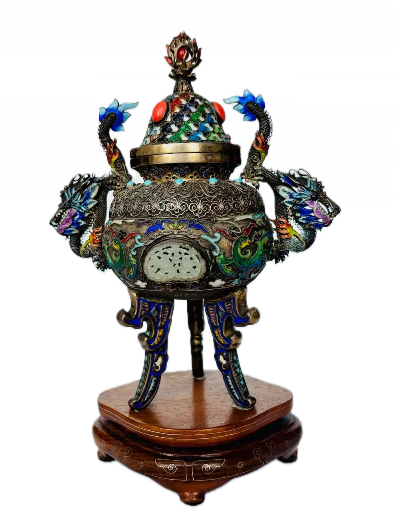 Chinese silver filigree censer