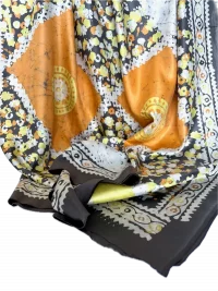 Vintage Persian Kalaghehi Silk Textile – 1970s Osku Batik, Continuous Three-Panel Design