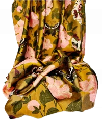 Vintage 1970s Jim Thompson Thai Silk – 7 Yards, Butterfly & Floral Botanical, Bangkok Flagship Provenance