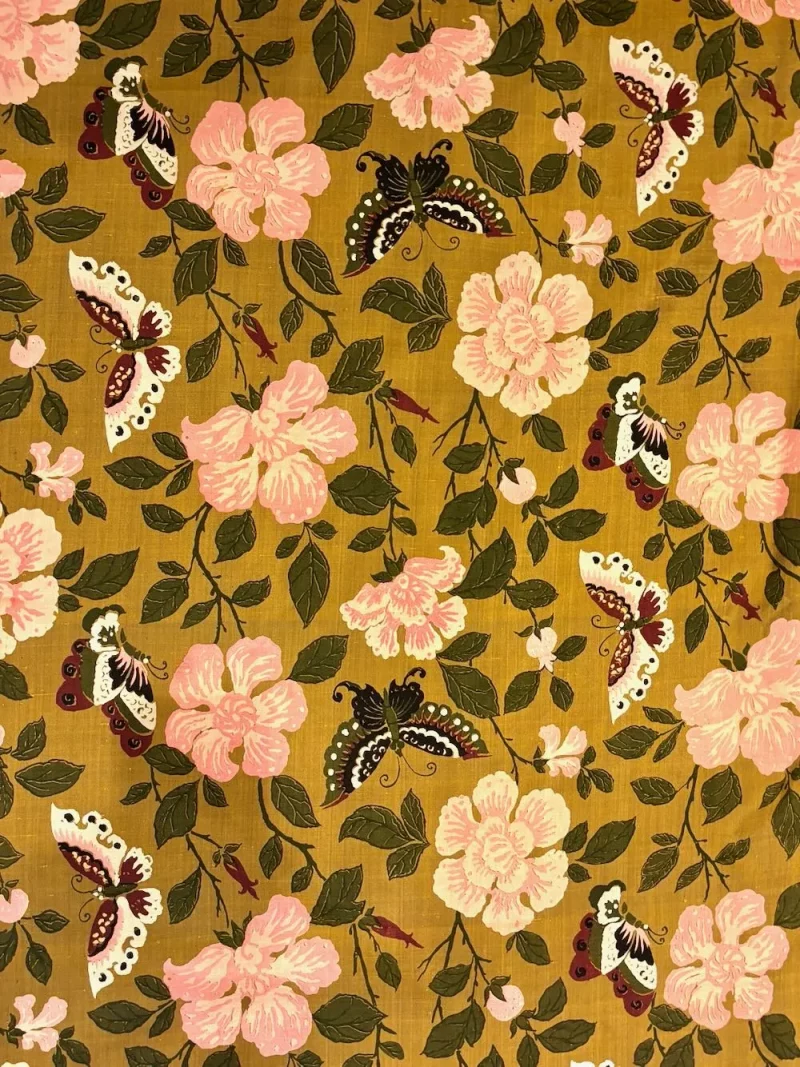 Vintage 1970s Jim Thompson Thai Silk – 7 Yards, Butterfly & Floral Botanical, Bangkok Flagship Provenance