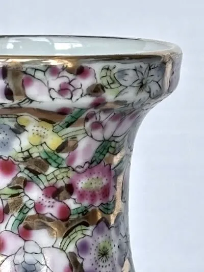 IMG_0566_result - Atelier85 Antiques Vintage Chinese Famille Rose Vase Pair Millefleur Qianlong Mark 6.5”