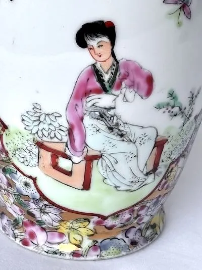IMG_0567_result - Atelier85 Antiques Vintage Chinese Famille Rose Vase Pair Millefleur Qianlong Mark 6.5”