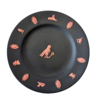 Wedgwood Egyptian Collection Black Basalt Plate with Terracotta Relief, Ba Bird Motif, England Circa 1978–1986