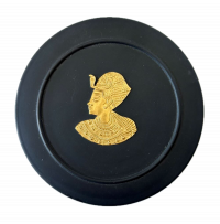 Wedgwood Egyptian Collection Black Basalt Lidded Box with Gilded Tutankhamun Profile, England 1978