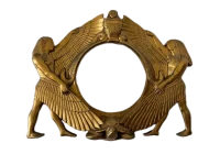 Egyptian Revival Gilt Bronze Clock Mount with Horus, Canopic Jar & Rare Turtle Motif