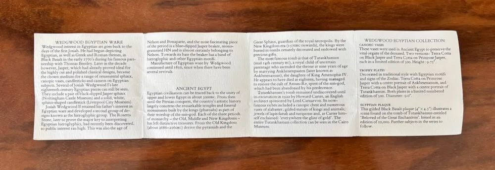 Wedgwood Egyptian Collection Brochure