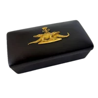 Wedgwood Egyptian Collection Black Basalt Gilt Crocodile Lidded Box, Sobek Motif, England, 1978