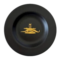 Wedgwood Egyptian Collection Black Basalt Gilt Crocodile Plate, Small Dish, England, Circa 1978