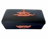 Wedgwood Egyptian Collection Jasperware Box Black & Terracotta Sobek Crocodile Motif 1978