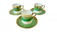 Aynsley Kenilworth Green & Gold Demitasse Cups & Saucers – Pattern 7023