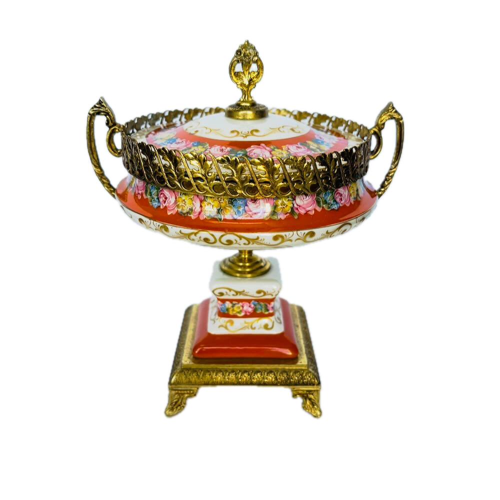 ACF Décor de Paris Orange or Rust Pedestal Dish or Urn