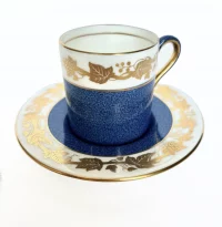 Vintage Wedgwood Whitehall Powder Blue Bone China Coffee Set Bond Shape W3993 England