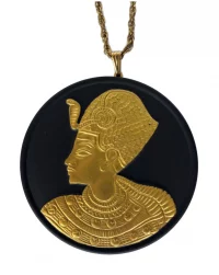 Wedgwood 7cm Tutankhamun Black Basalt Pendant Necklace Boxed