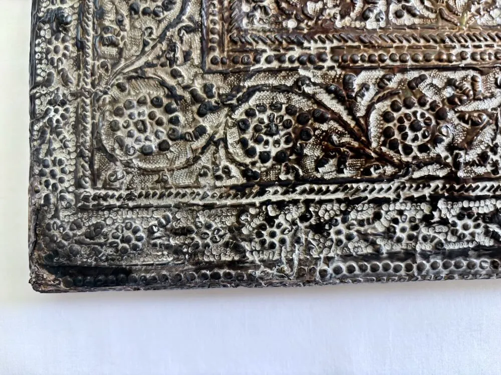 IMG_0700_result - Atelier85 Antiques Persian Qajar Silver Repoussé Mirror with Miniature Paintings & Calligraphy, Iran c.1900