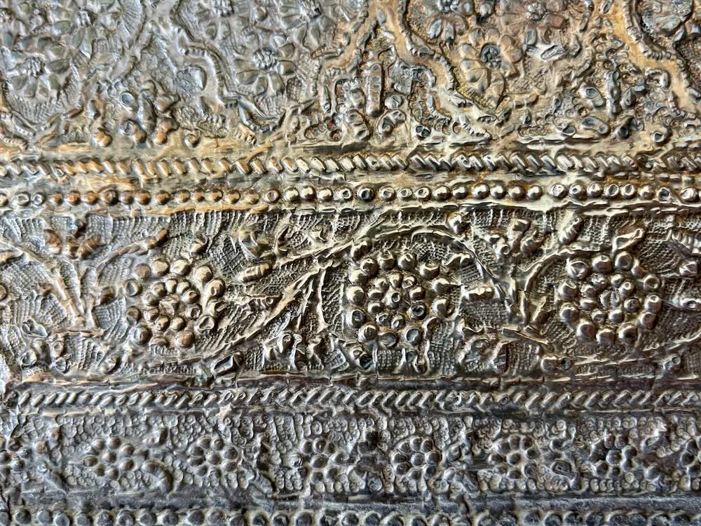 IMG_0703_result - Atelier85 Antiques Persian Qajar Silver Repoussé Mirror with Miniature Paintings & Calligraphy, Iran c.1900