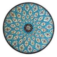 Vintage Persian Minakari Enamel Wall Plate with Sheikh Lotfollah Mosque Dome Pattern
