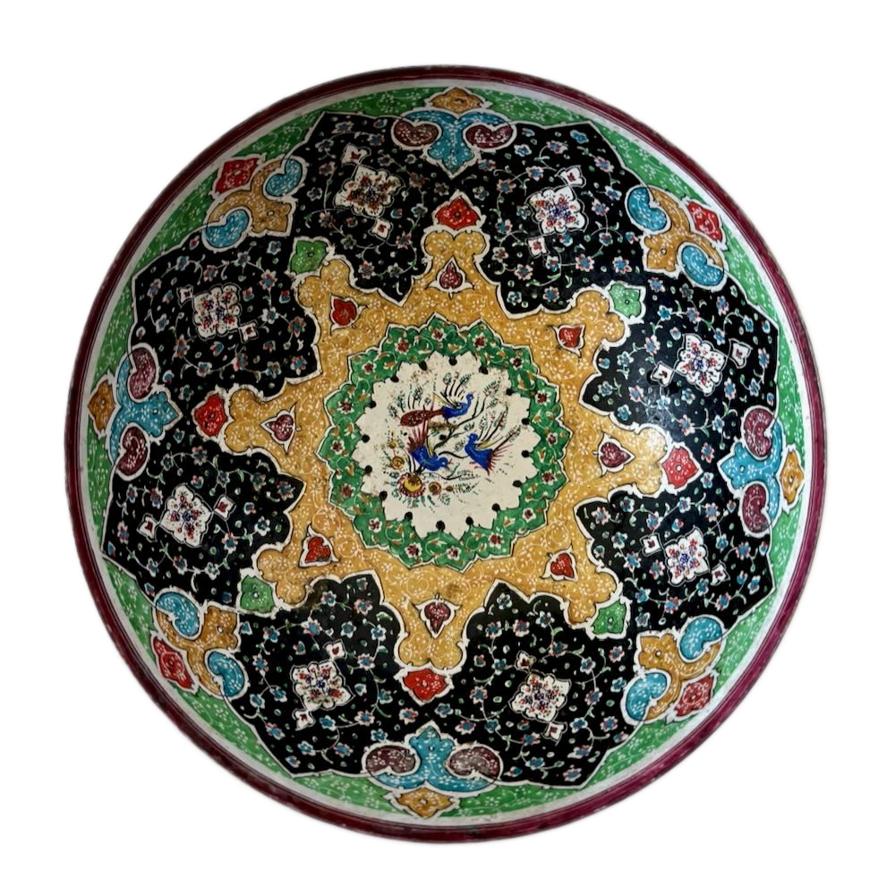 IMG_1049 - Atelier85 Antiques Persian Minakari Enamel Bowl Gol-o-Bolbol Motif Pahlavi Era Tehran Mid Century