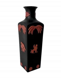 Wedgwood Egyptian Collection Jasperware Square Vase Black & Terracotta Sphinx Motif 1970s