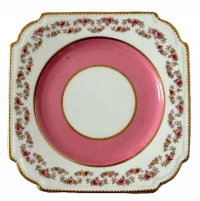Aynsley 982 Pink Rose Swag Bread & Butter Plates Set of 3 Small Cake Plates England Antique