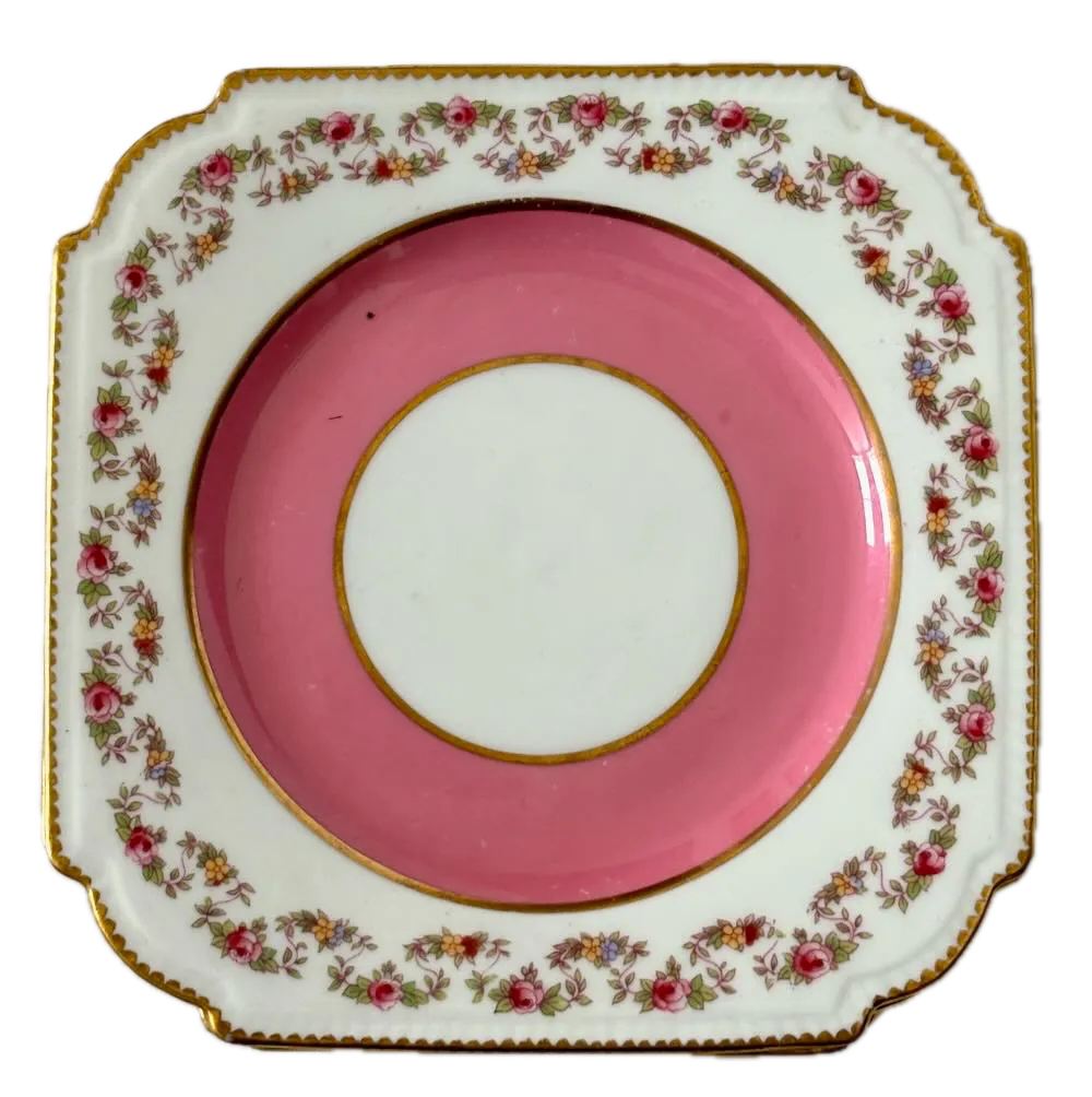 IMG_1263 Background Removed_result - Atelier85 Antiques Aynsley 982 Pink Rose Swag Bread & Butter Plates Set of 3 Small Cake Plates England Antique