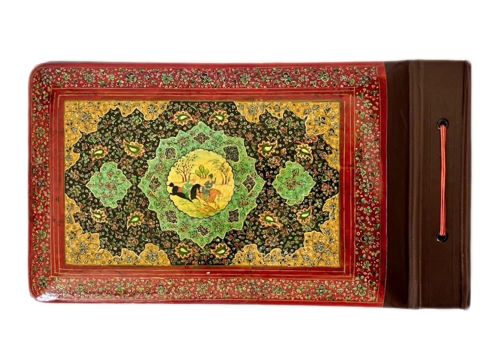 IMG_1367 - Atelier85 Antiques Persian Lacquer Photo Album with Miniature Hunting Scenes – Hand Painted Papier-Mâché, Early 20th Century