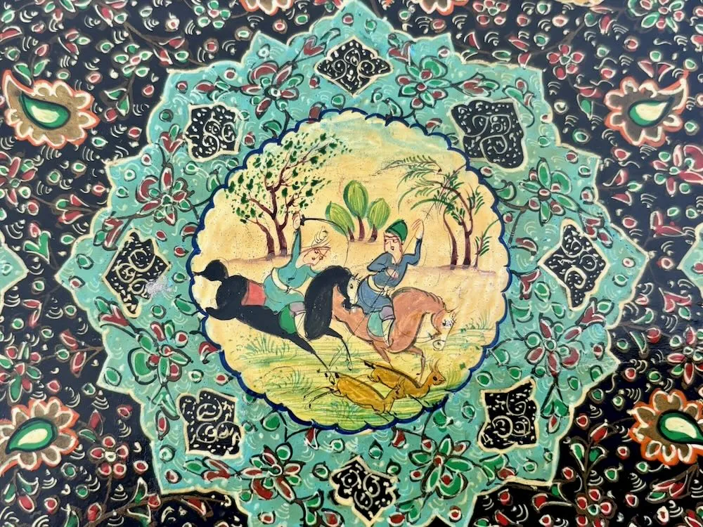 IMG_1368_result - Atelier85 Antiques Persian Lacquer Photo Album with Miniature Hunting Scenes – Hand Painted Papier-Mâché, Early 20th Century