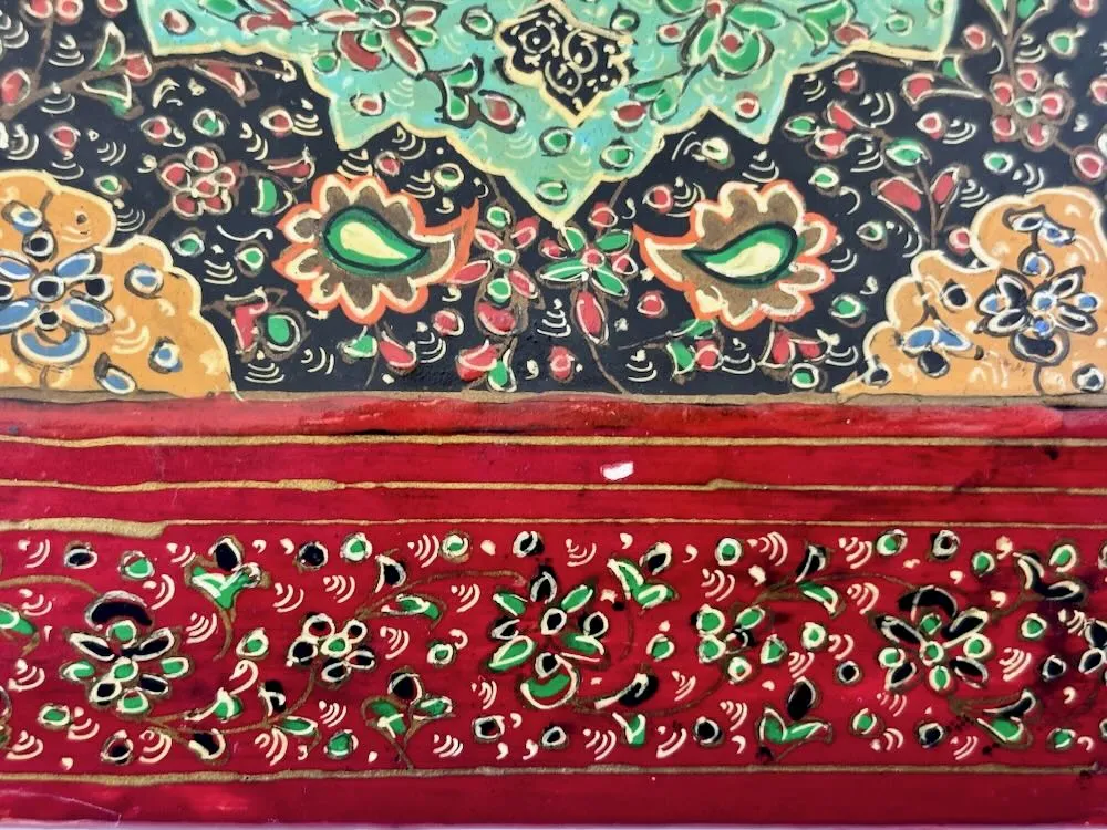 IMG_1369_result - Atelier85 Antiques Persian Lacquer Photo Album with Miniature Hunting Scenes – Hand Painted Papier-Mâché, Early 20th Century