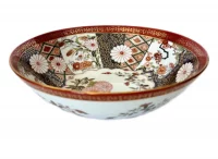 Saji Fine China Japanese Imari Porcelain Bowl with Chrysanthemum Decoration – Mid-Century Export Ware