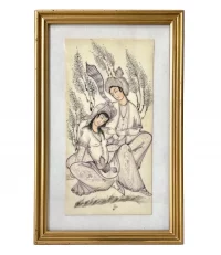 Mid-Century Persian Siyah-Qalam Miniature Painting on Ivorine Signed Dehghani Iran c. 1950s–1960s