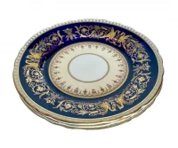 Aynsley Seville Cobalt Blue Raised Gold Griffins 7462 Bread & Butter Plates Set of 3