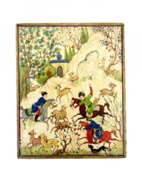 Early Persian Shikar Hunting Miniature on Bone
