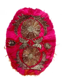 Antique Persian Dah-Yek-Duzi Metallic Embroidery Fragment