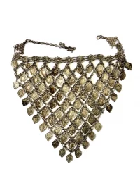 Vintage Middle Eastern Bib Necklace with Leaf Pendants